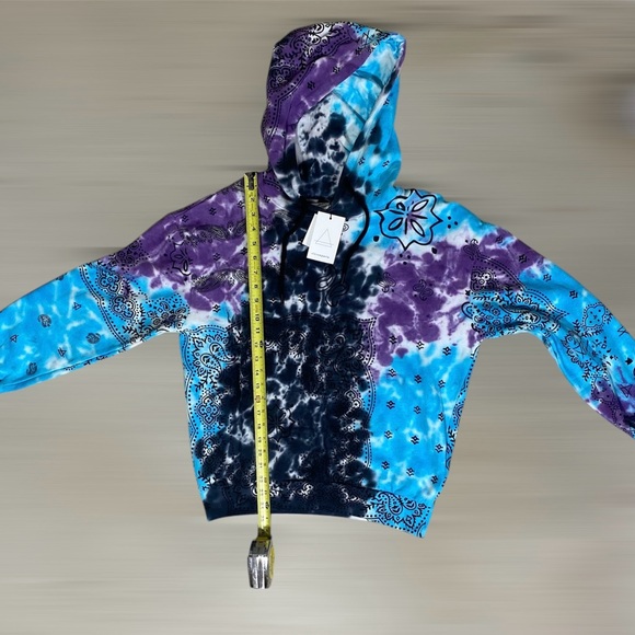 Elevenparis Pullover Hoodie M Multicolor Tie Dye Blue 100% Cotton  NWT - Picture 8 of 10